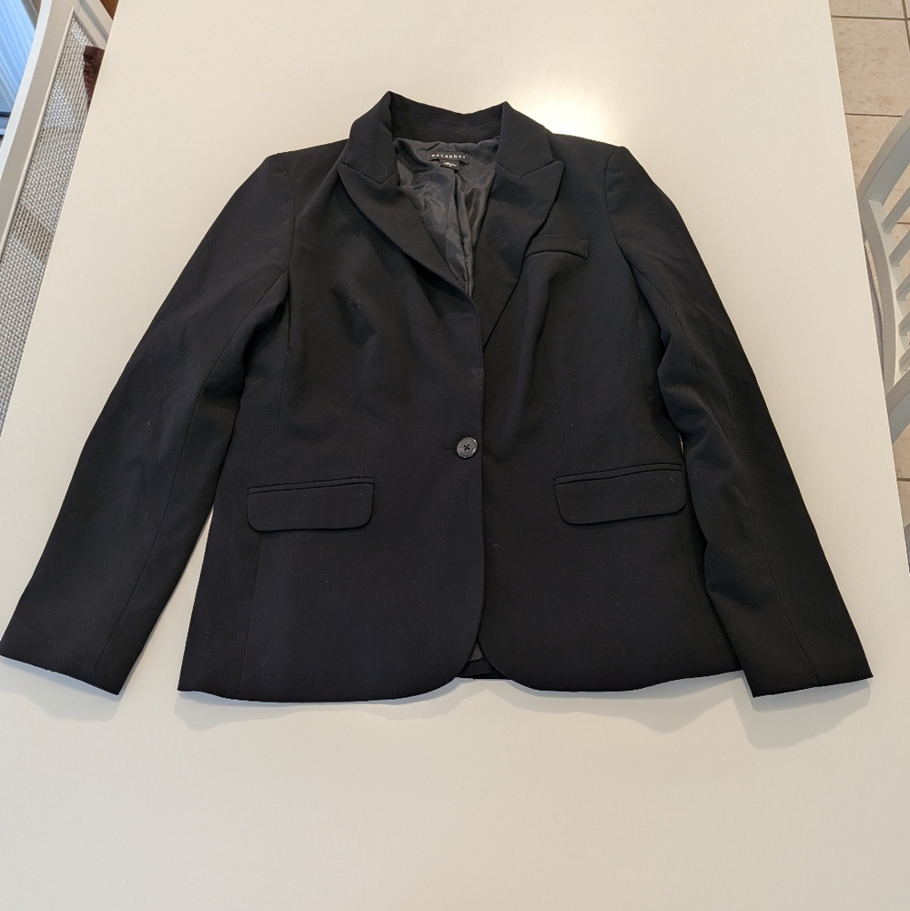 Metaphor Womens Black Single Button Blazer Jacket Size 6 Professional Workwear